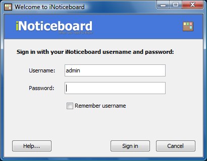iNoticeboard sign in screen