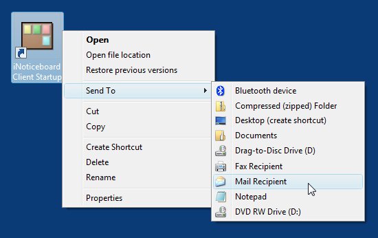 Send iNoticeboard shortcut via email