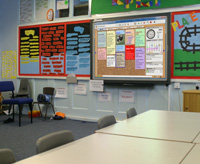 iNoticeboard running on a whiteboard